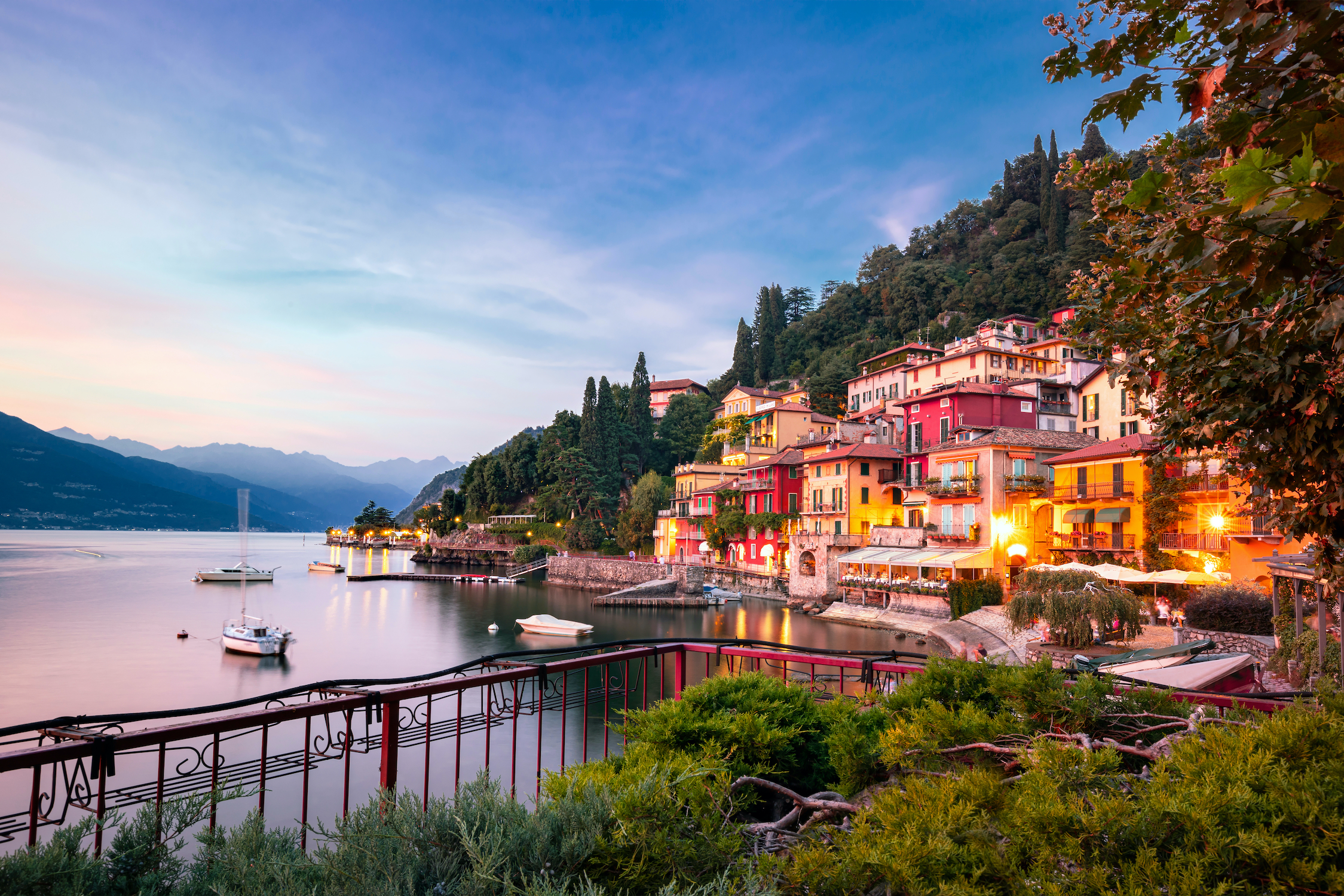 Varenna old town from the Lake of Como, Lecco side